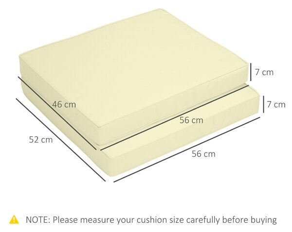 Outsunny Set of 2 Garden Seat and Back Cushion Set, Replacement Cushions for Outdoor Furniture with Seat Cushion and Back Cushion, Cream White