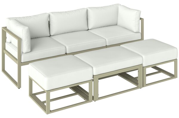 Outsunny Garden Daybed, 6 Piece Outdoor Sectional Sofa Set, Aluminium Patio Conversation Furniture Set with Coffee Table