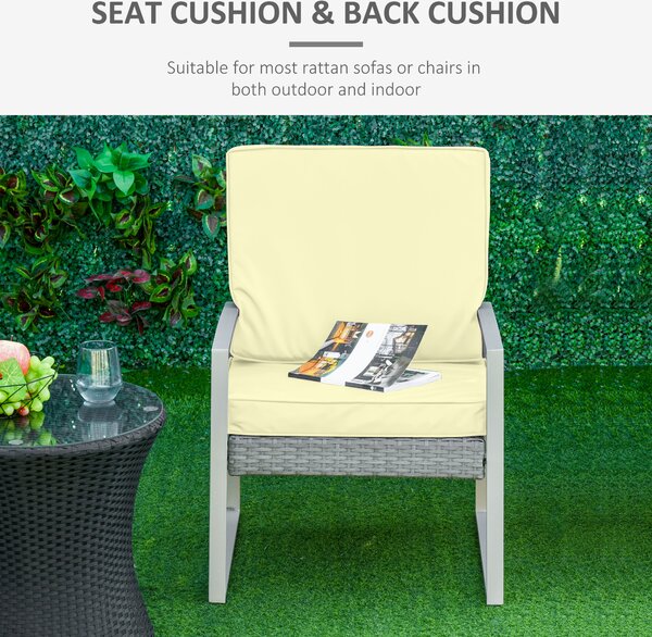 Outsunny Set of 2 Garden Seat and Back Cushion Set, Replacement Cushions for Outdoor Furniture with Seat Cushion and Back Cushion, Cream White