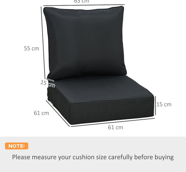 Outsunny 4 Pcs Outdoor Seat and Back Cushion Set Patio Deep Seating Chair Replacement Cushion Aosom UK