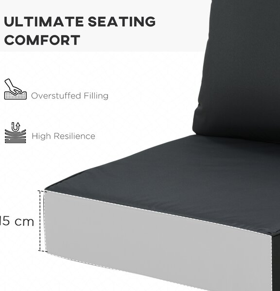 Outsunny 4 Pcs Outdoor Seat and Back Cushion Set Patio Deep Seating Chair Replacement Cushion Aosom UK