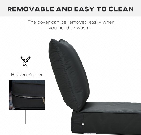 Outsunny 4 Pcs Outdoor Seat and Back Cushion Set Patio Deep Seating Chair Replacement Cushion Aosom UK