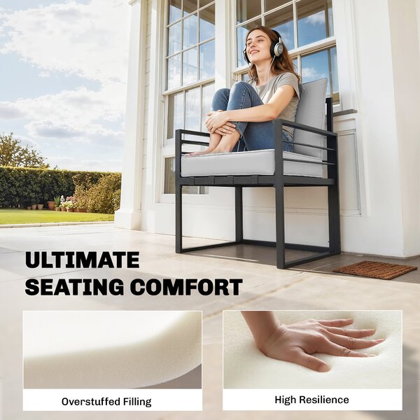 Outsunny Outdoor Seat and Back Cushion Set, 63L x 55W x 15Dcm Patio Deep Seating Chair Fade Resistant Replacement Cushion, Black
