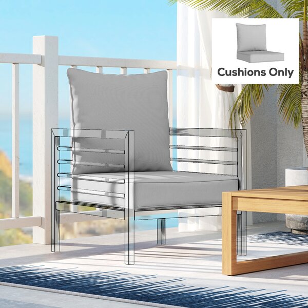 Outsunny Outdoor Seat and Back Cushion Set, 63L x 55W x 15Dcm Patio Deep Seating Chair Fade Resistant Replacement Cushion, Black