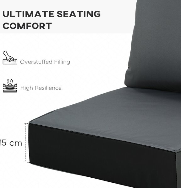 Outsunny Outdoor Seat and Back Cushion Sets, 63L x 55W x 15Dcm Olefin Seating Chair Fade Resistant Replacement Cushion for Rattan Sofa Aosom UK