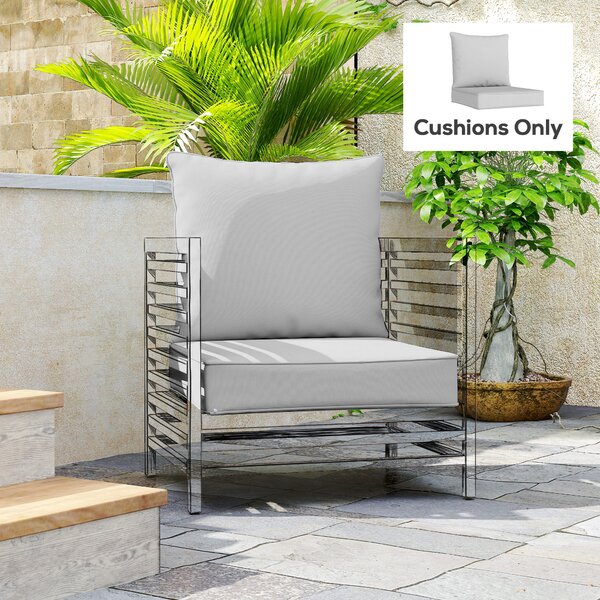Outsunny Outdoor Seat and Back Cushion Set, 63L x 55W x 15Dcm Patio Deep Seating Chair Fade Resistant Replacement Cushion, Black