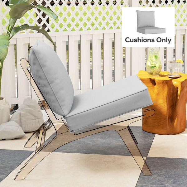 Outsunny Outdoor Seat and Back Cushion Set, 63L x 55W x 15Dcm Patio Deep Seating Chair Fade Resistant Replacement Cushion, Black