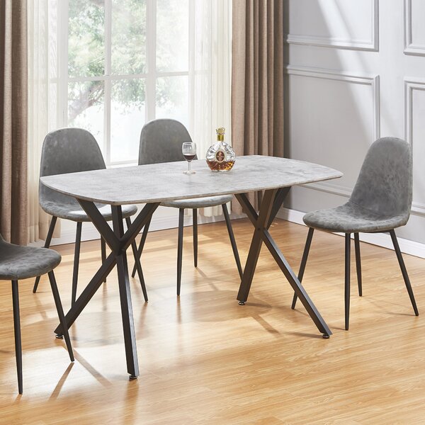 Athens Rectangular Dining Table with 4 Chairs, Grey