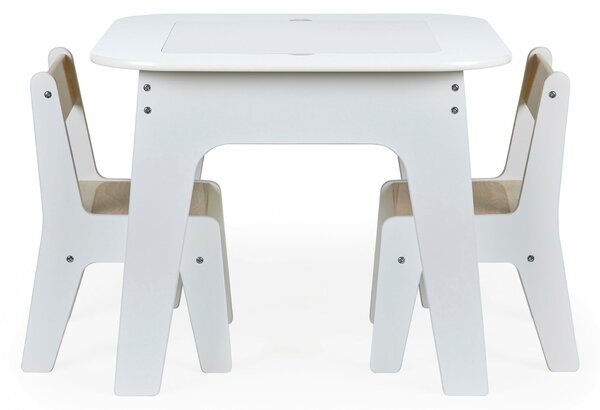 Kids Noa Table and Chairs Set, White Natural