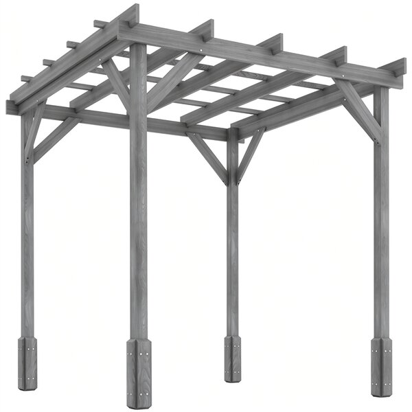 Outsunny 2 x 2m Wooden Pergola Kit, Decorative Garden Gazebo Shelter with Stable Structure for Climbing Vines, Flowers, Grey