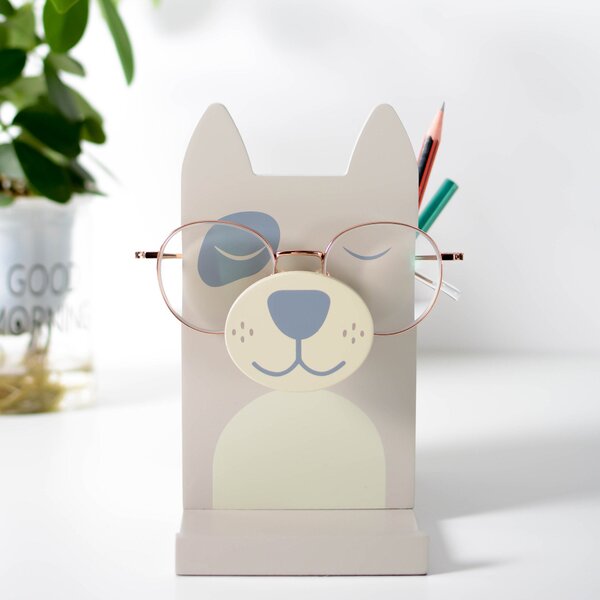 Wooden Dog Glasses Holder