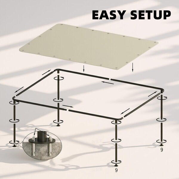 Outsunny 3 x 2 m Lean to Garden Pergola, Metal Frame Gazebo Pergola with UPF30+ Protection, Sloped Roof, Drainage Holes, Cream