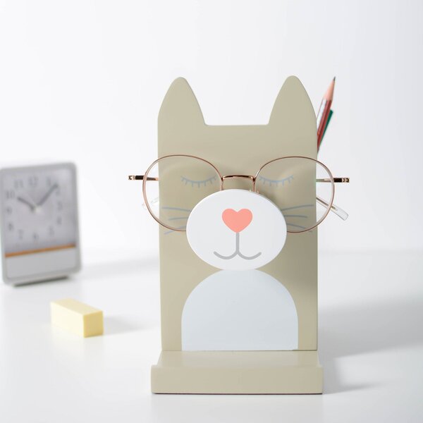 Wooden Cat Glasses Holder