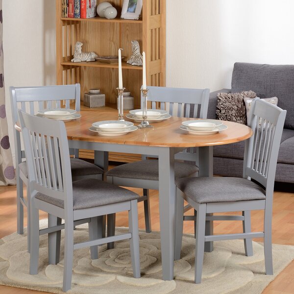 Oxford Oval Extendable Dining Table with 4 Chairs, Grey