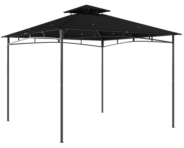 Outsunny 3 x 3 m Gazebo, Garden Gazebo with 2-Tier Roof, Metal Frame, Black