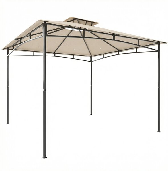 Outsunny 3 x 3 m Gazebo, Garden Gazebo with 2-Tier Roof, Metal Frame, Khaki
