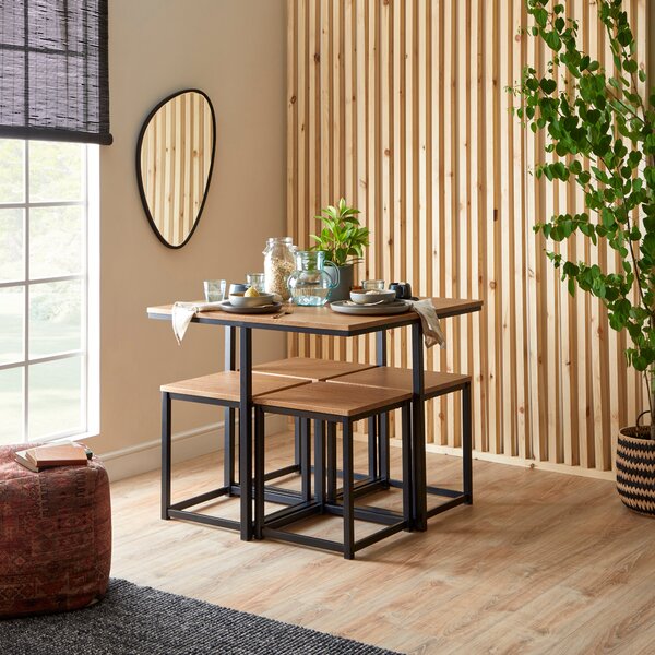 Vixen Square Small Cube Dining Table with 4 Stools