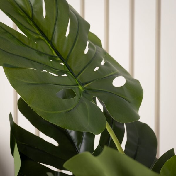 Artificial Monstera in Black Plant Pot