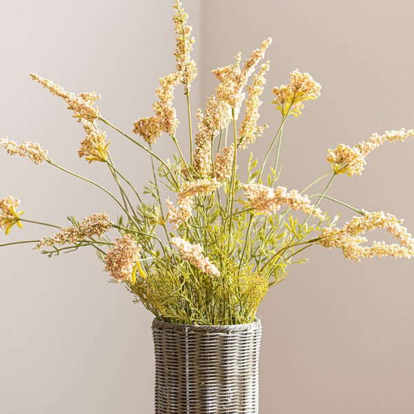 Artificial Yellow Astilbe in Woven Vase