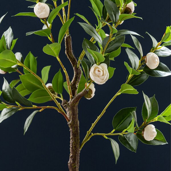 Artificial Camellia Tree in Black Plant Pot