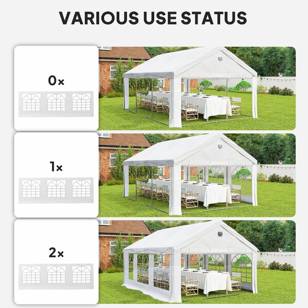 Outsunny 6 x 4 m Party Tent, Heavy Duty Gazebo Canopy with Windows, Outdoor Party Wedding Tent with 4 Removable Sidewalls
