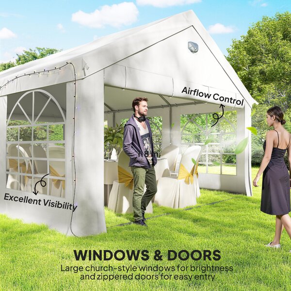 Outsunny 6 x 4 m Party Tent, Heavy Duty Gazebo Canopy with Windows, Outdoor Party Wedding Tent with 4 Removable Sidewalls