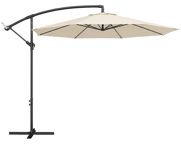 Outsunny 3 m Overhanging Cantilever Parasol, with Cross Base - Cream White