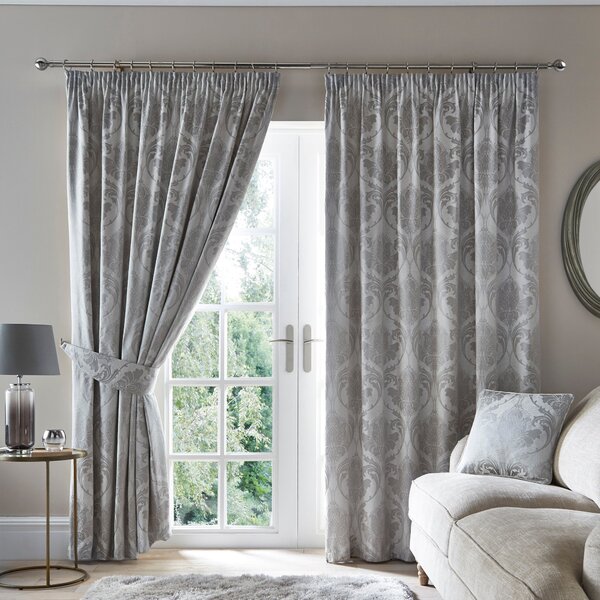 Zahra Chenille Jacquard Pencil Pleat Curtains