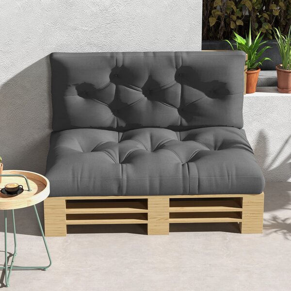 Outsunny 4-Piece Pallet Seat Cushions Back Pillows Replacement, Patio Chair Cushions Set for Indoor Outdoor, Charcoal Grey