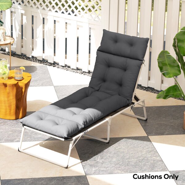 Outsunny Sun Lounger Cushion Only, 190x56x10cm Garden Lounge Chair Cushion, UPF20+ 220gsm Fabric, Thick Sunbed Replacement Cushion, Dark Grey