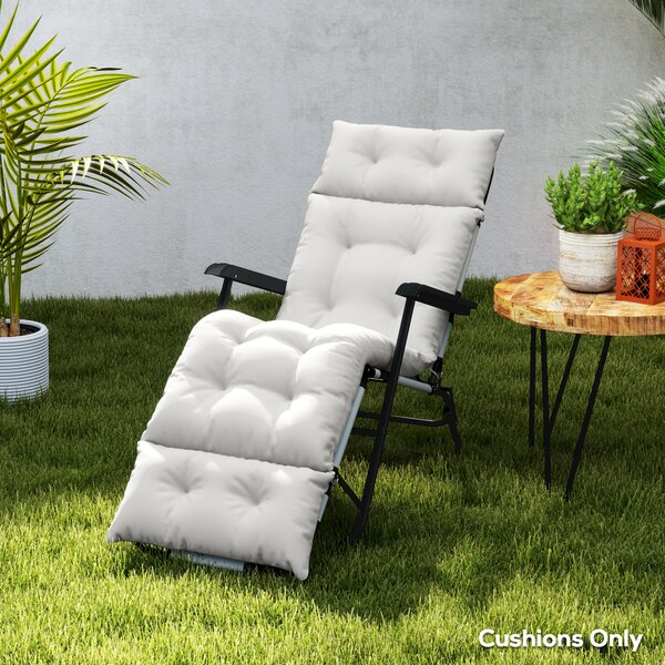 Outsunny Sun Lounger Cushion Only, 190x56x10cm Garden Lounge Chair Cushion, UPF20+ 220gsm Fabric, 6 Ties, Light Grey Aosom UK