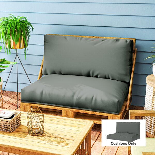 Outsunny 2 Seater Pallet Furniture Cushions Pallet Cushions, UPF20+ 220gsm Fabric, 20 cm Thick Outdoor Seat Pads, Charcoal Grey