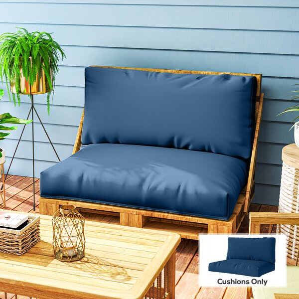 Outsunny 2 Seater Pallet Furniture Cushions Pallet Cushions, UPF20+ 220gsm Fabric, 20 cm Thick Outdoor Seat Pads, Navy Blue