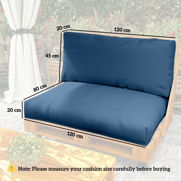 Outsunny 2 Seater Pallet Furniture Cushions Pallet Cushions, UPF20+ 220gsm Fabric, 20 cm Thick Outdoor Seat Pads, Navy Blue