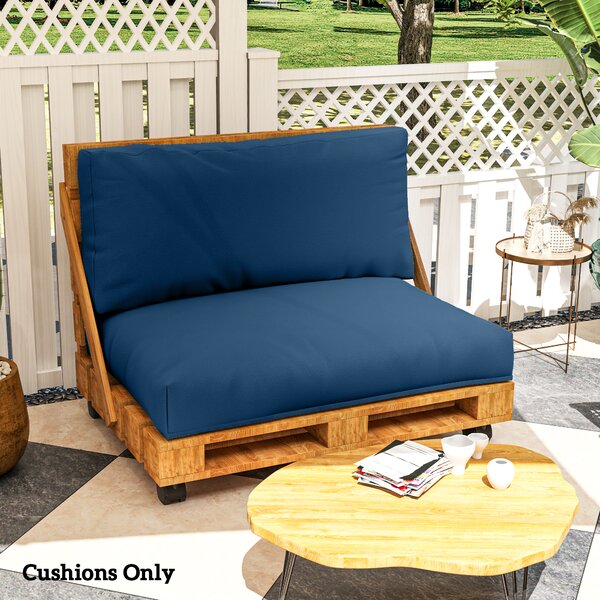 Outsunny 2 Seater Pallet Furniture Cushions Pallet Cushions, UPF20+ 220gsm Fabric, 20 cm Thick Outdoor Seat Pads, Navy Blue