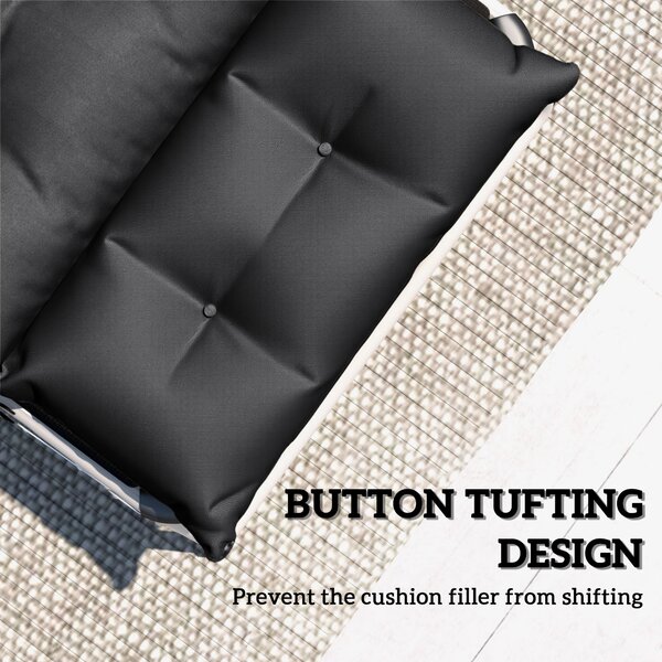 Outsunny Set of Two 190 x 56cm Sun Lounger Cushions - Black