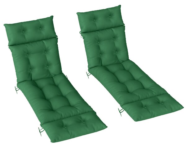 Outsunny Set of Two 190 x 56cm Sun Lounger Cushions - Green