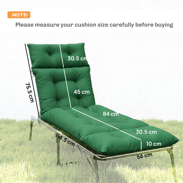 Outsunny Set of Two 190 x 56cm Sun Lounger Cushions - Green