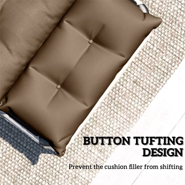 Outsunny Sun Lounger Cushions Only, 190x56x10cm Garden Lounge Chair Cushions Set of 2, UPF20+ 220gsm Fabric, Thick Sunbed Replacement Cushions with 6 Ties, Khaki