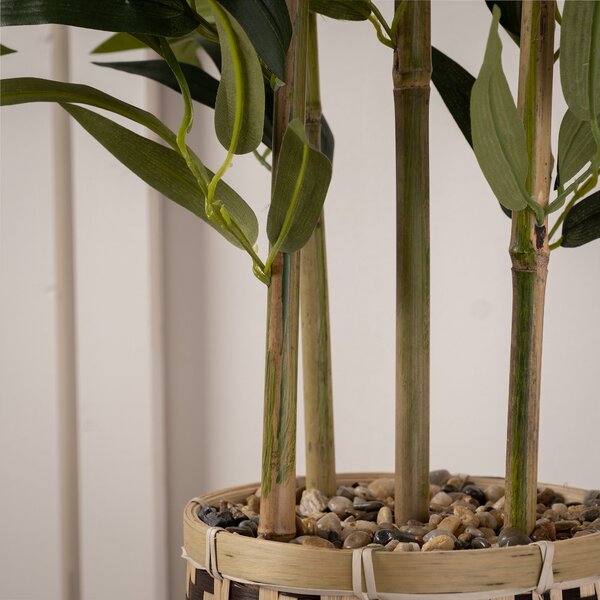 Artificial Bamboo in Woven Monochrome Plant Pot