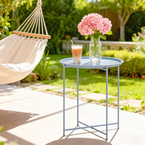 Outsunny Steel Removable Tray Top Garden Table - Blue Grey