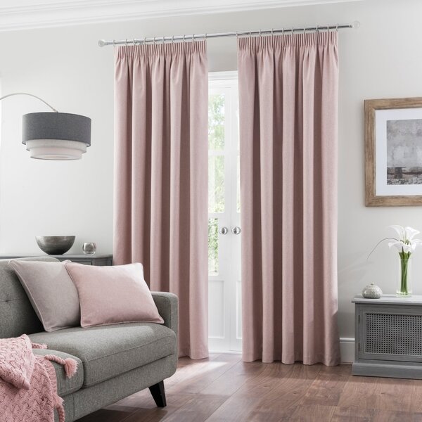 Luna Brushed Blackout Pencil Pleat Curtains