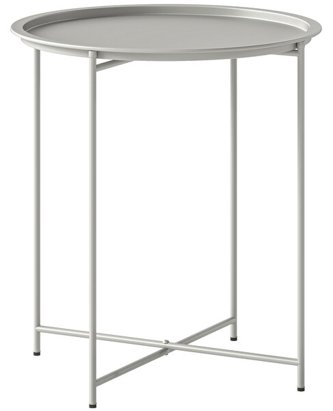 Outsunny Steel Removable Tray Top Garden Table - White
