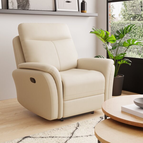 Monte Faux Leather Reclining Armchair Natural