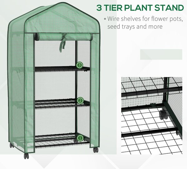 Outsunny Three-Tier Mini Greenhouse - Green Aosom UK