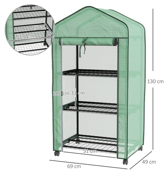 Outsunny Three-Tier Mini Greenhouse - Green Aosom UK