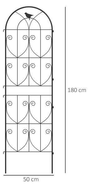 Outsunny Set of 2 Garden Trellis, Metal Fence Panels for Climbing Outdoor Plants, Flowers, 180 x 50cm