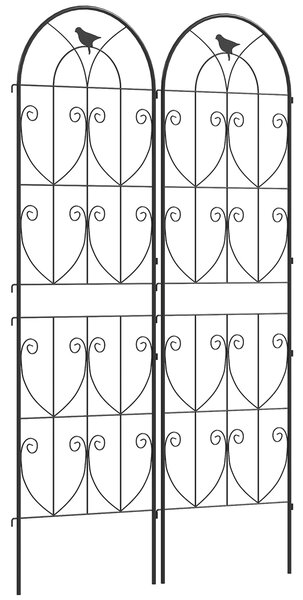 Outsunny Set of 2 Garden Trellis, Metal Fence Panels for Climbing Outdoor Plants, Flowers, 180 x 50cm