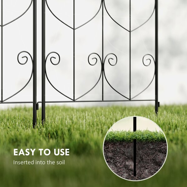 Outsunny Set of 2 Garden Trellis, Metal Fence Panels for Climbing Outdoor Plants, Flowers, 180 x 50cm