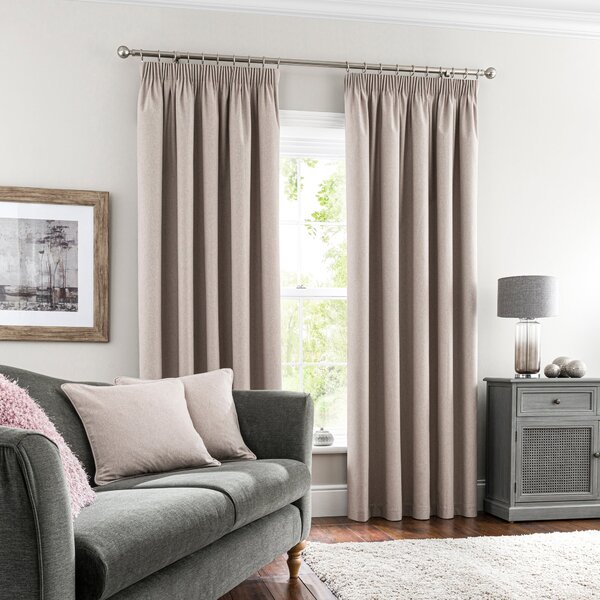 Luna Brushed Blackout Pencil Pleat Curtains